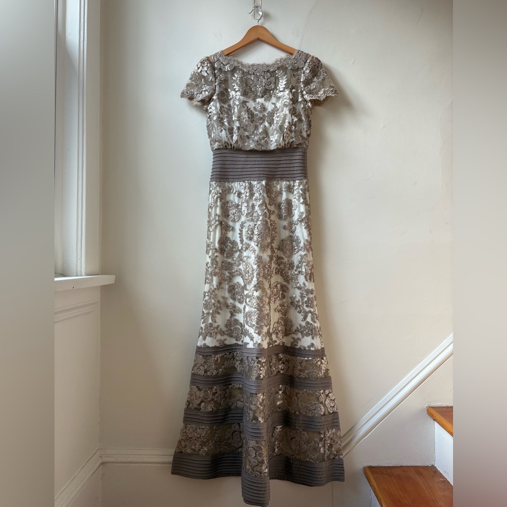 Tadashi Shoji Sequin Embroidered Lace Gown - Picture 8 of 16